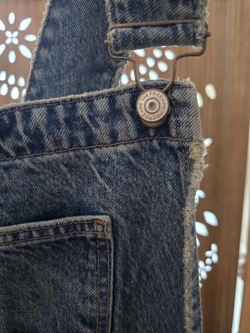 Free People Blue Denim Wide-Leg Overalls - Picture 8 of 11